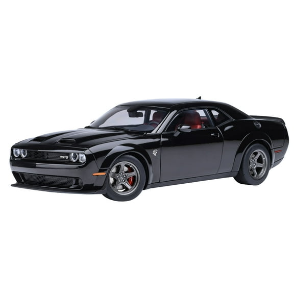 2023 Dodge Challenger SRT Super Stock Pitch Black with Red Interior 1/18 Model Car by Autoart