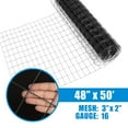 thumbnail image 2 of Fencer Wire Vinyl Coated 16 Gauge Welded Fence Wire Roll, Mesh Size 2-Inch x 3-Inch, Black Metal Garden Fencing Wire Grid Hardware Cloth, Multiple Use for Home Improvement, 2 of 9