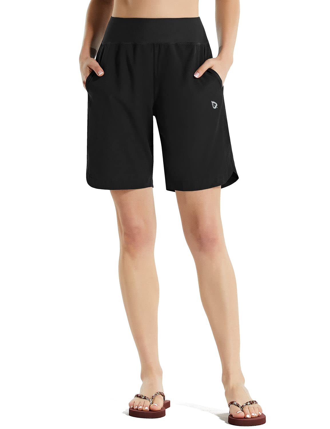 BALEAF Women's Long Swim Board Shorts UPF 50+ 8 Inch High Waisted