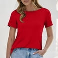 thumbnail image 5 of GUACER Short Sleeve Shirts for Women Casual Round Neck Solid Relaxed Fit Blouses Summer Basic Tops, 5 of 6