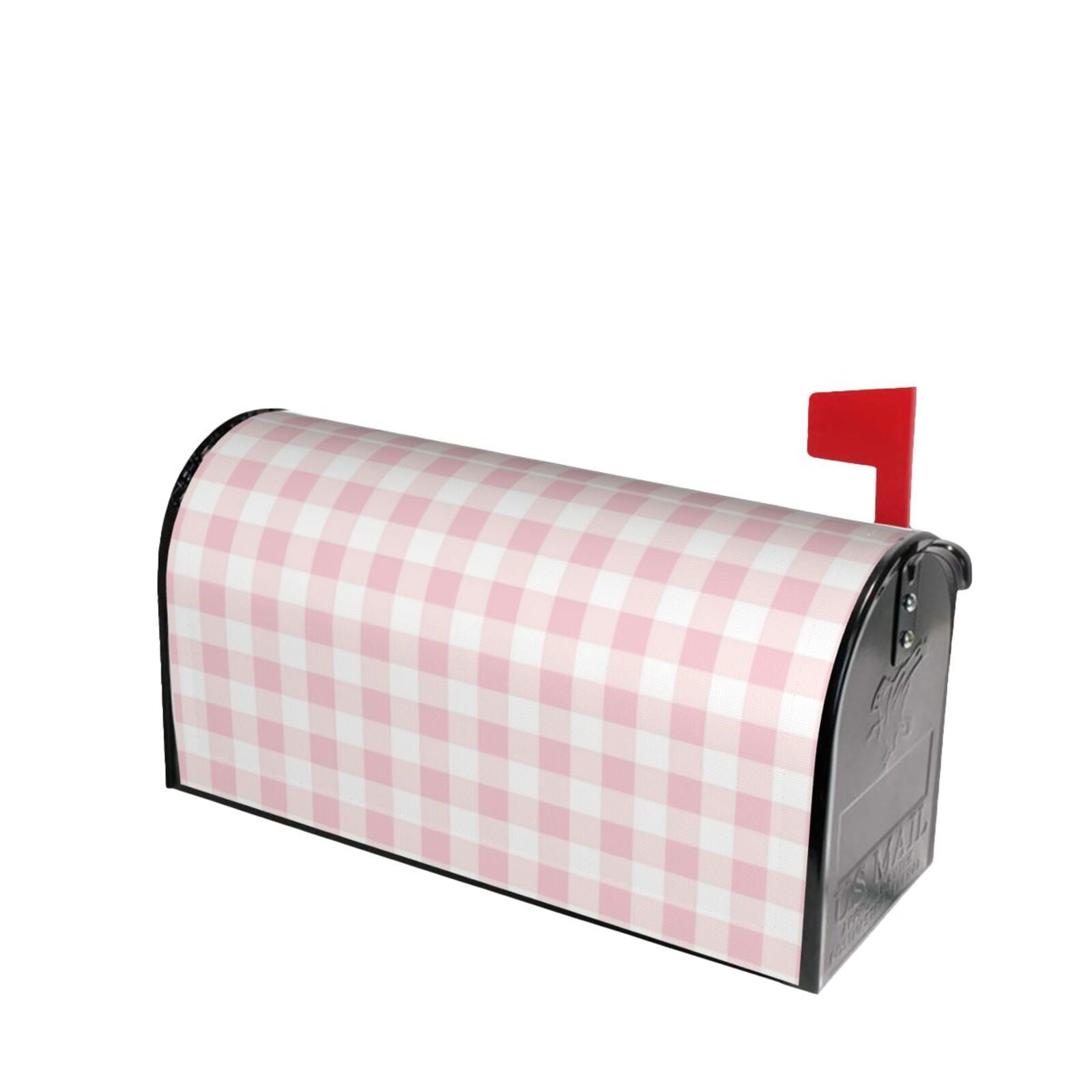 Picia Pink Checkboard Magnetic Mailbox Cover Standard Size-25.5x21 in