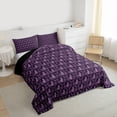 thumbnail image 3 of Feelyou Purple Boho Damask Queen Comforter Set, Tribal Gothic Cat Bedding Set, 3pcs, 3 of 8