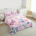 thumbnail image 3 of Homewish Girly Pink Butterfly Queen Comforter Set, Groovy Daisy Flower Bedding Sets, Teens Kids Boys Girls Reversible Bedding Comforter Set, Microfiber Bedroom Decor, 3pcs, 3 of 8