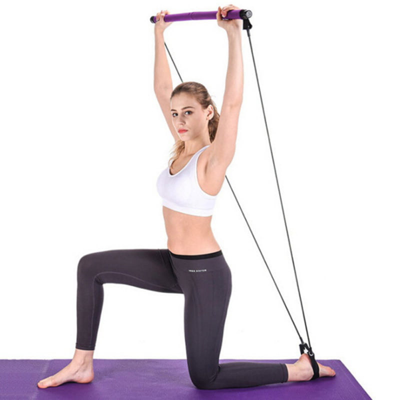 Sculpt,Twist Exercise Toning Bar with Foot Loop Sit-Up Bar for Yoga Stretch GoMi Portable Pilates Bar Kit with Resistance Band Yoga Pilates Stick Fitness 