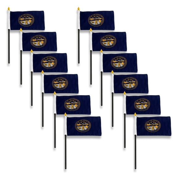 Nebraska Stick Flag Width 4 inch x 6 inch Length - 12 Pk
