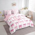 thumbnail image 3 of Erosebridal Monogrammed B Bedding Sets Queen Size,Cute Bowknot Comforter Sets with Sheets,Pink White Bed in a Bag Queen Size,Microfiber Room Decorative Reversible,7-Piece, 3 of 7