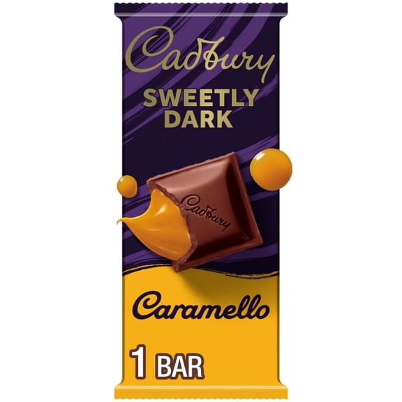 CADBURY CARAMELLO SWEETLY DARK Semi-Sweet Dark Chocolate Caramel Candy Bar, 4 oz