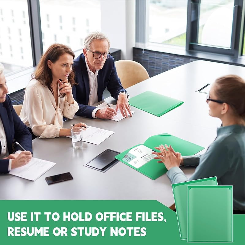 14 Pcs Plastic Folders with Clear Front Pockets Heavy Duty File Folders with 2 Pockets and Card Slot for Student Communication School Office Presentation Report