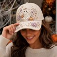 thumbnail image 5 of GrmtClth Ghost Pumpkin Halloween Baseball Cap Printed Trucker Hat Fun Holiday Costume Accessory Adjustable Cream Dad Hat for Adults Party Daily Wear, 5 of 5