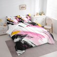 thumbnail image 3 of Manfei Modern Geometric 7-Piece Twin Bedding Sets,Abstract Graffiti Striped Bedding Comforter Set,Pink Black White Sheet Sets For Girl Kids,Breathable Home Decor Reversible, 3 of 8