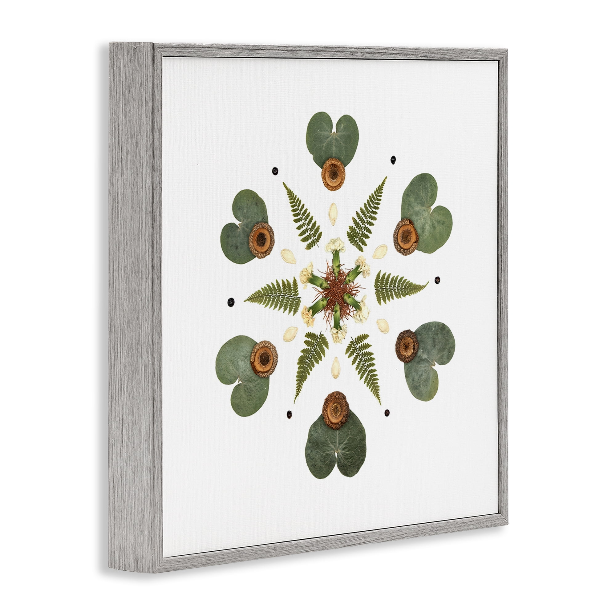 Stupell Industries Lily Pad & Fern Mandala Gray Framed Giclee Art, design by Beth Adoette