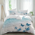 thumbnail image 2 of Blue Butterfly Coastal Bedding 3 Piece Duvet Cover Set Twin Size, Summer Beach Ocean Nautical Soft Microfiber Comforter Cover with Zipper Closure & Pillowcases, Wrinkle & FadeResistant Quilt Cover, 2 of 9