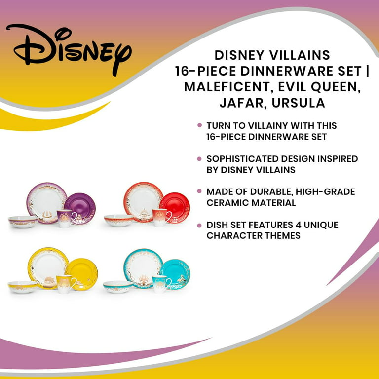 Ukonic Disney Villains 16-piece Dinnerware Set  Maleficent, Evil Queen,  Jafar, Ursula : Target