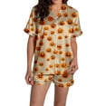 thumbnail image 3 of RMGVDSD Halloween Pajamas Set for Women 2 Piece Cute Pumpkin Print Short Sleeve Sleepwear Button Down Loungewear Holiday Party Pajama Shorts Sets, 3 of 7