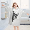 thumbnail image 5 of FORMRS Wearable Blanket Hoodie with Sleeves for Kids Cozy Flannel Sweatshirt, Black Cute Cat, 5 of 7