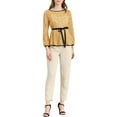 thumbnail image 3 of INSPIRE CHIC Women's Lace Peplum Blouse Floral Bracelet Sleeves Self-Tie Waist Top S Yellow, 3 of 8