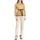 thumbnail image 2 of BLUSA DE PEPLUM DE ENCAGE PARA MUJERES INSPIRADA EN CHIC CON MANGAS DE FLOR Y CINTURA AJUSTABLE TAMAÑO S AMARILLO, 2 of 7