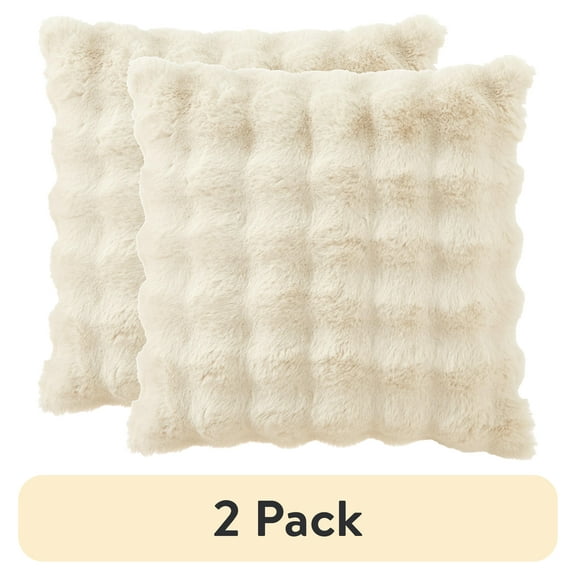 (2 pack) Better Homes & Garden 22" x 22" Bubble Fur Decorative Throw Pillow For Adult