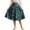 Dark Blue, variant on Jane Wardrobe Oktoberfest Multi Floral Print Elastic Waist Pleated Midi Skirt Women Bavarian Festival Glossy Silk Swing Bottom 1PC S-XXL Plus Size Friendly