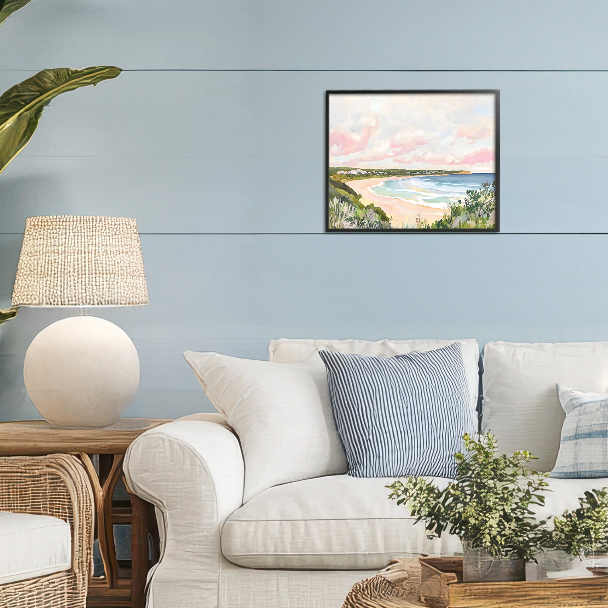 Stupell Industries Serene Sunset Beach Panorama Black Framed Giclee Art, design by The Prints Vibe