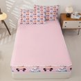 thumbnail image 4 of Homewish Bowknot Ghost Pumpkin Zipper Full Size Comforter Sets with Fitted Sheet and 2 Pillowcases for Girls, Spider Web Cute Halloween Zipper Bedding Set, Pink Reversible, 4pcs, 4 of 6
