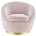 thumbnail image 3 of Modway Buttercup Modern Performance Velvet Swivel Chair in Gold/Pink, 3 of 7