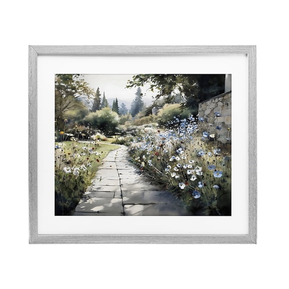 Stupell Industries Transitional Garden Pathway in Summer Light Gray Framed Print Under Glass, 21 x 17, by Franklyn Gregory