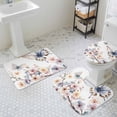 thumbnail image 3 of Butterfly Floral Bathroom Rugs Set Watercolor Colorful Butterflies Vintage Green Leaf Non Slip Absorbent Soft Bath Mats 3 Piece Set with Bathroom Rug, U-Shaped Floor Mat, Toilet Seat Cover Small Size, 3 of 9