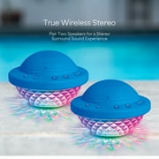 Bluescape Floating Bluetooth Speaker - IPX7 Waterproof, 6W RMS Audio, LED Light Show, FM Radio, 6-Hr Playtime, True Wireless Stereo for Hot Tubs & Pools