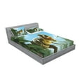 thumbnail image 2 of Ambesonne Digital Fitted Sheet & Pillow Sham Set, Jurassic Monster Fossil, Full, Sky Blue Fern Green, 2 of 2