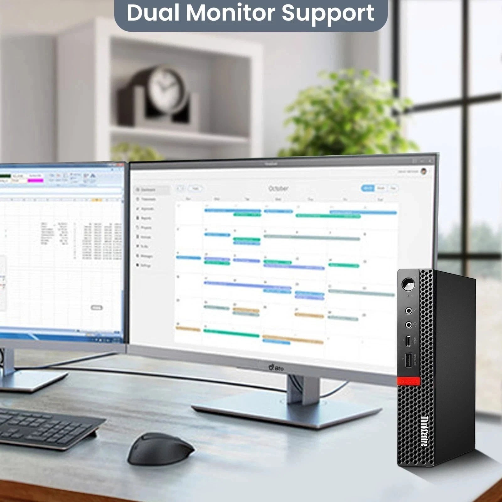 Restored Lenovo ThinkCentre M720q Tiny Desktop Computer — Intel Core i5-8500T 8th Gen Upto 3.50GHz — 16GB DDR4 RAM — 256GB SSD — RGB Keyboard & Mouse — WiFi — Business Mini PC — Windows 11 Pro (Refurbished)