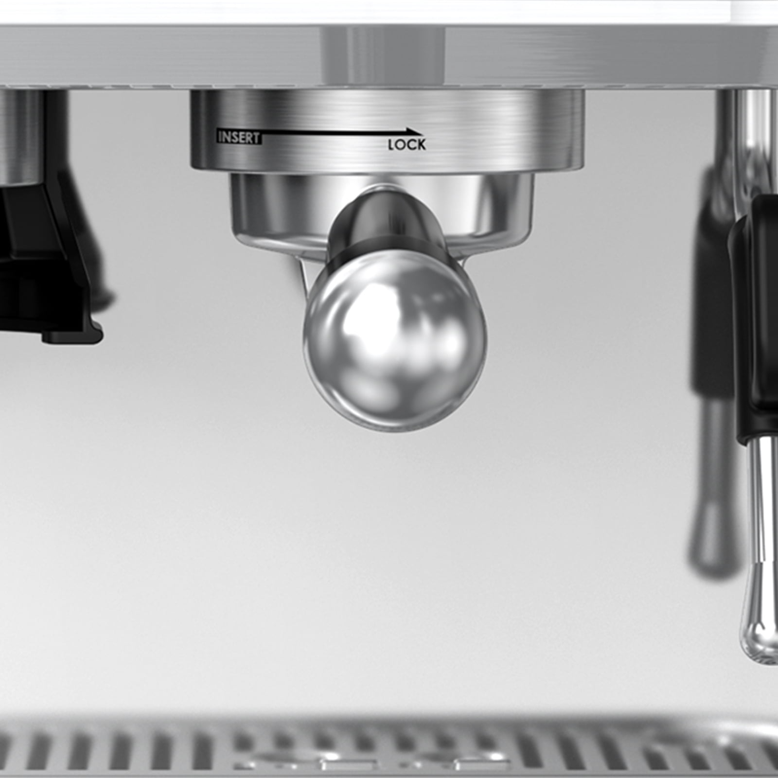 Espresso Coffee Machine, Stainless Steel 15 Bar Compact Espresso Maker with 60oz Removable Water Tank, Milk Frother Wand and Grinder