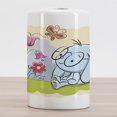 thumbnail image 2 of Butterfly Ceramic Toothbrush Holder, Clever Rabbit Enjoying the Nature with Butterflies Tulips Daisies Art Print, Decorative Versatile Countertop for Bathroom, 4.5" X 2.7", Multicolor, by Ambesonne, 2 of 4