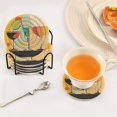 thumbnail image 3 of Yayeee 6 PCS Drink Coasters with Holder Set Woven Absorbent Round Tabletop Hot Pad, Modern Glass, 3 of 7