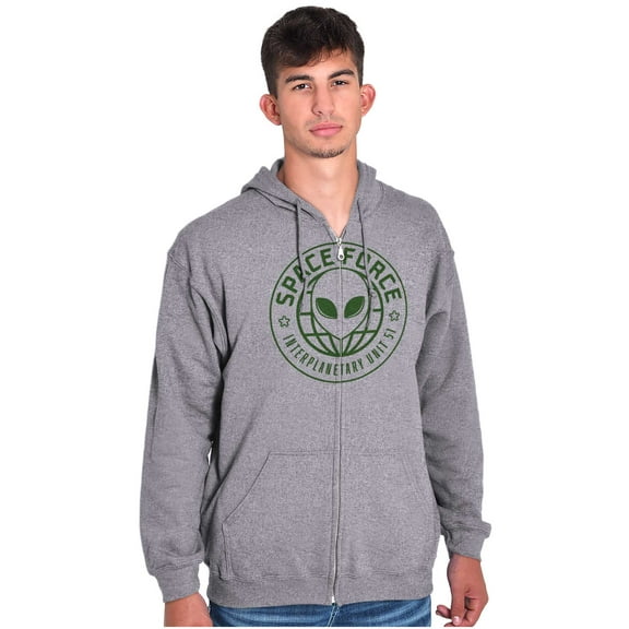 Alien Space Force Area 51 Believers Unisex Fleece Graphic Zip Up Hoodie Brisco Brands 2X