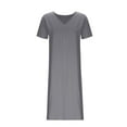 thumbnail image 6 of Summer Dress Sevevn Fashion Women's Summer Casual V-Neck Short Sleeve Solid Beach Sundresses Vent Dress, 6 of 8