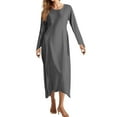 thumbnail image 2 of Casual Dresses For Women Elegant A Line Long Sleeve Dress For Daily Wear And Flattering Fit Versatile Style For Spring And Fall Tunic Long Sleeve Long Dress Casual Tunic Dress Loose Dresses Slit Maxi, 2 of 8