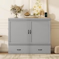 thumbnail image 3 of Tabaray Full Size Murphy Bed with USB Port and a Large Drawer, Wood Mobile Murphy Chest Bed, Muti-Functional Cabinet Bed for Home Office or Small Room (Gray-Full-32), 3 of 9