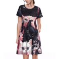 thumbnail image 1 of Balery Cute Kittens Group Portrait Vestidos sueltos de manga corta para mujer, vestidos de verano 2025, vestidos casuales de corte A con vuelo., 1 of 6