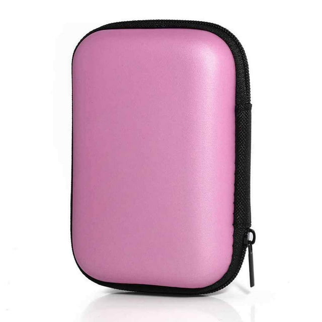 Portable Earphone Carry Case with Zipper Earbud Earphone Earbud Carry Case Wired Headset Storage Box Organizer Multi-purpose Protection Pouch Office Pink