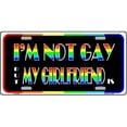thumbnail image 1 of Smart Blonde LP-4739 Im Not Gay But My Girlfriend Is Metal Novelty License Plate, 1 of 1