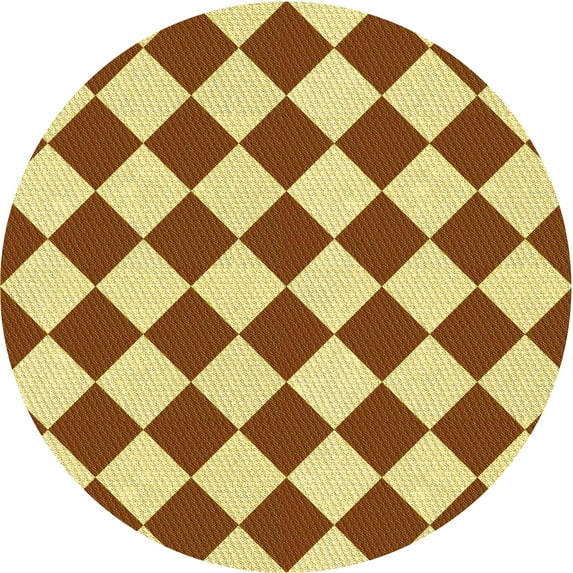 Ahgly Company Machine Washable Indoor Round Transitional Mahogany Brown Area Rugs, 5' Round