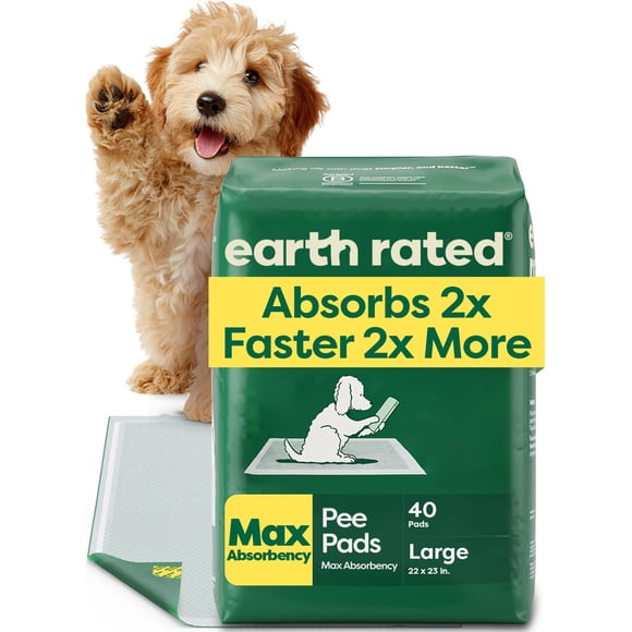 Empapadores para cachorros Earth Rated, talla grande, 56 x 58 cm, máxima absorción, 40 unidades