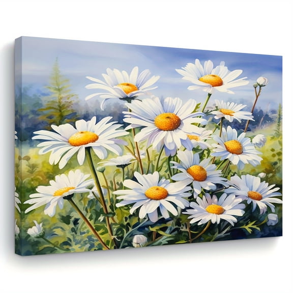Charming Daisy & White Flowers Canvas Art - Wooden Framed Wall Decor for Living Room, Bedroom, Kitchen | Perfect Home & Office Decoration or Unique Gift Idea,, Perfect for Room Decor