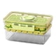 thumbnail image 2 of Juego de bandeja de cubitos de hielo con caja de almacenamiento, capacidad de 50 cubos, tapa transparente, diseño de cajón, plástico apto para uso alimentario, verde/blanco, incluye pinza para, 2 of 6