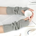 thumbnail image 2 of GDREDA Solid Knit Fingerless Mittens Warm Winter Handwear Texting Touchscreen Gloves For Cold Weather And Comfort Grey,One Size, 2 of 4