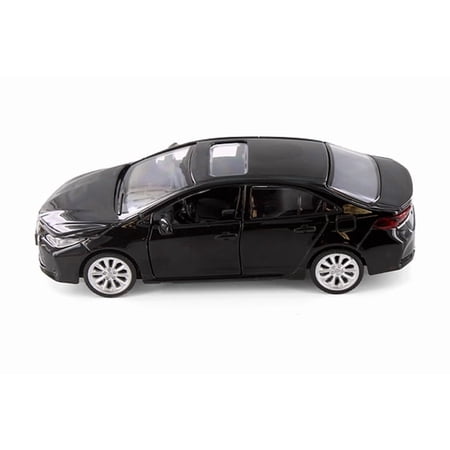 Black Toyota Corolla Diecast Toy with Pullback Action 1/43 Scale 4.25 Inches Long