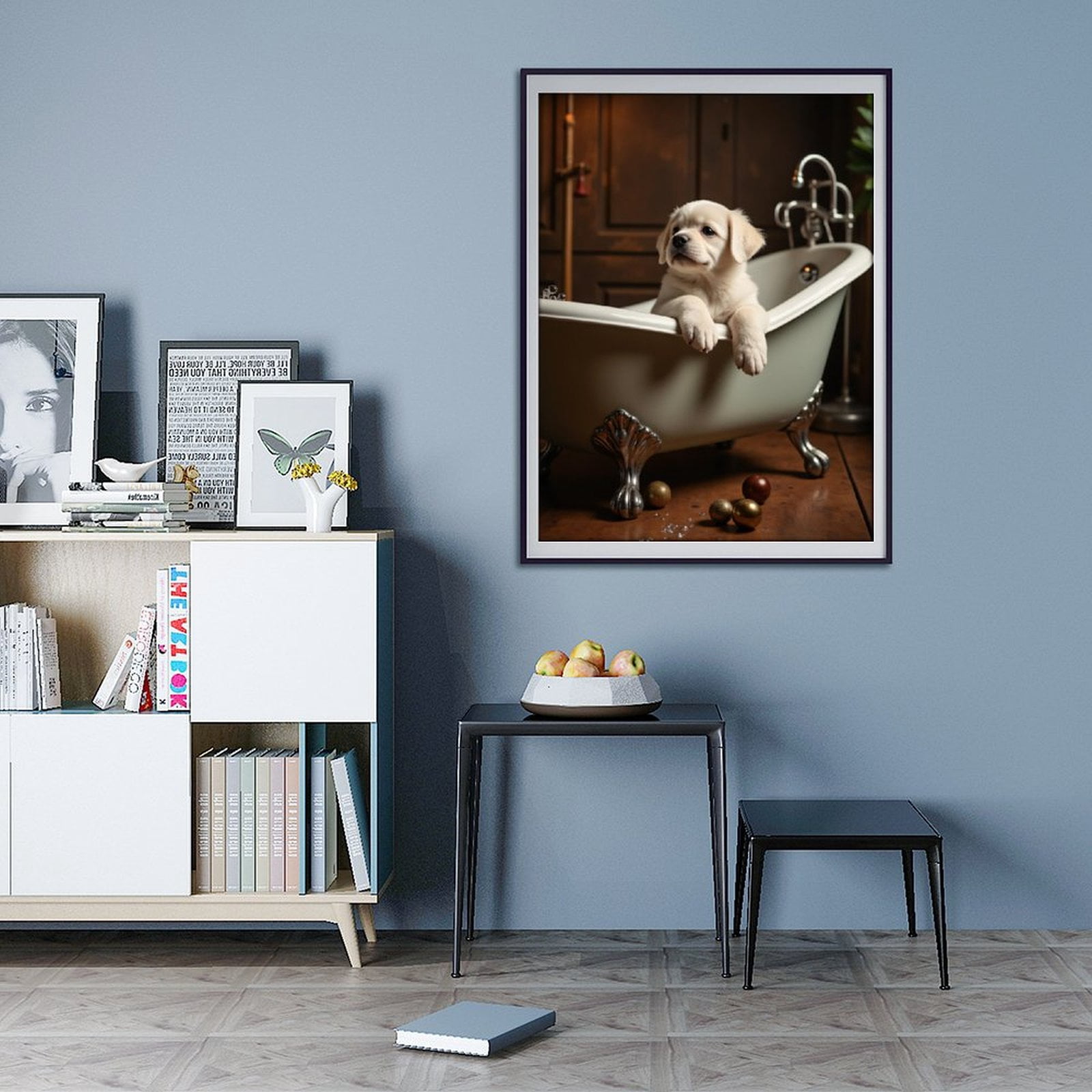 Diamond Art Kit for Adults, Puppy Bathtub Rustic Decor Scene Diamond Painting for Adults Beginners, DIY Diamond Art Painting Kits, 5D Diamond Painting Crafts for Home Decor 12x16 Frameless