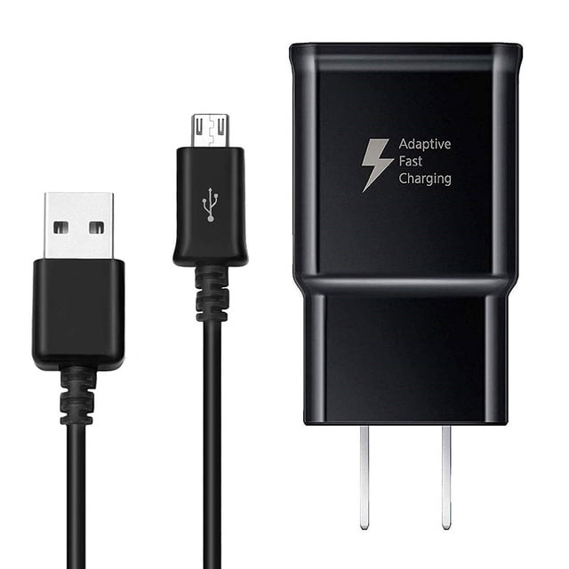 Fast Adaptive Charging Wall Charger Adapter & 1.5m Micro USB Cable for Samsung Galaxy S4 S6 S7 Edge Plus Note 2 4 Alpha, Black