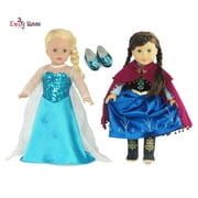Emily Rose Doll Clothes Princess Elsa and Anna Inspired Outfit for American Girl Dolls - Includes Boots and Shoes!